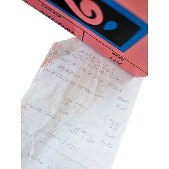 Vintage 90s Touch Of Nina Black Velvet Heels Pumps Shoes Leather Sole 6.5 M - Picture 8 of 16